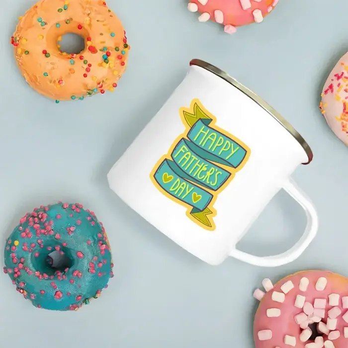 Tasse émaillée à poignée blanche, tasse à café, tasse à thé, eau de clics, le meilleur cadeau origin
