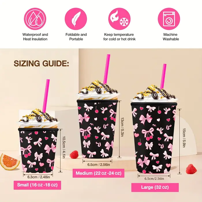 Lot de 3 manchons réutilisables pour gobelets à café glacé