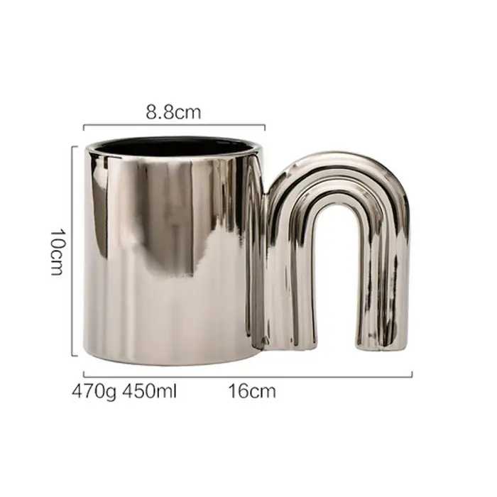 Ahunderjiaz-Tasse à café en céramique argent nordique, tasse de luxe créative, ensemble de boissons