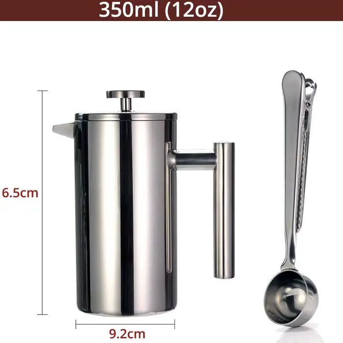 Meilleure cafetière à presse française – Double paroi en acier inoxydable 304, maintient le café ou 