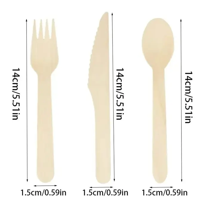 Lot de 50/100 couverts jetables en bois pour gâteaux et glaces – Cuillères