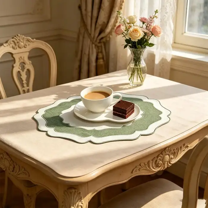 Set de table texturé en lin festonné
