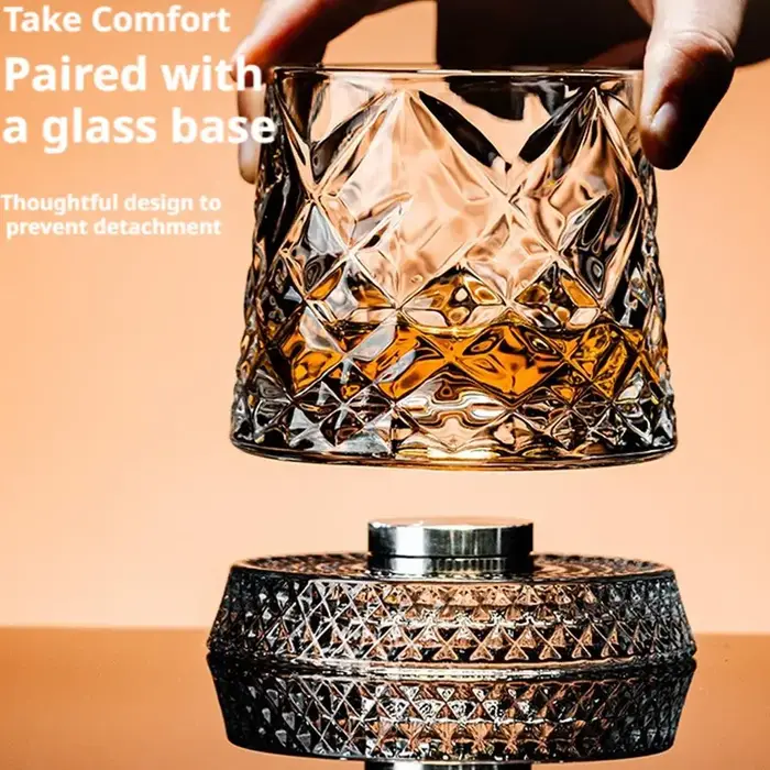 Verres à whisky rotatifs avec Base en verre