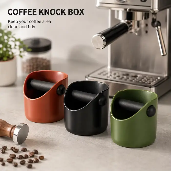 Boîte à expresso compacte avec barre de frappe pour portafiltre