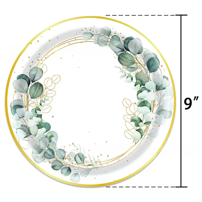 Ensemble de vaisselle jetable minimaliste en eucalyptus