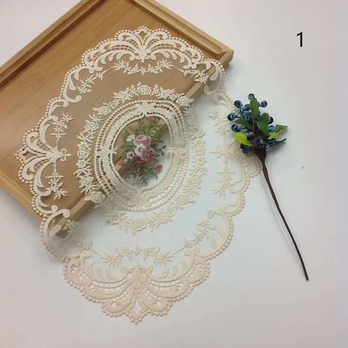Napperon Vintage en dentelle brodé, nappe décorative pour salle à manger, fête de mariage, sous-verr