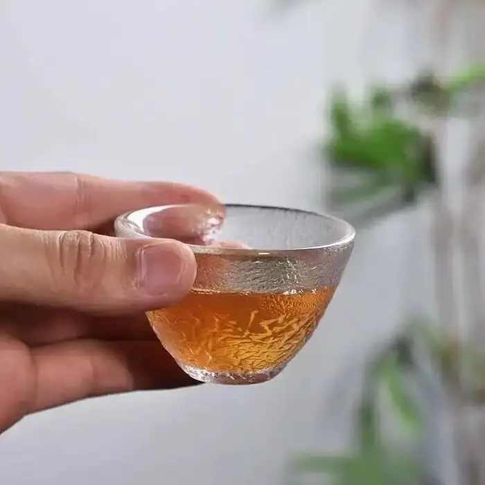 Tasse à thé en verre à grain de marteau japonais, tasse transparente en cristal, service à thé Kung Fu, petite tasse à thé pour propriétaire de la maison, bol à thé G