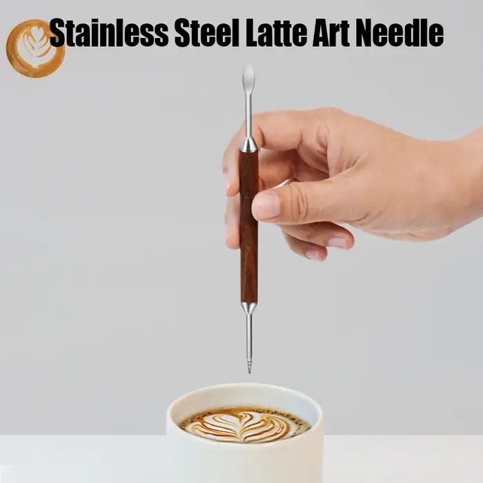 Stylo pour Latte Art, outil de dessin sur café avec manche en bois