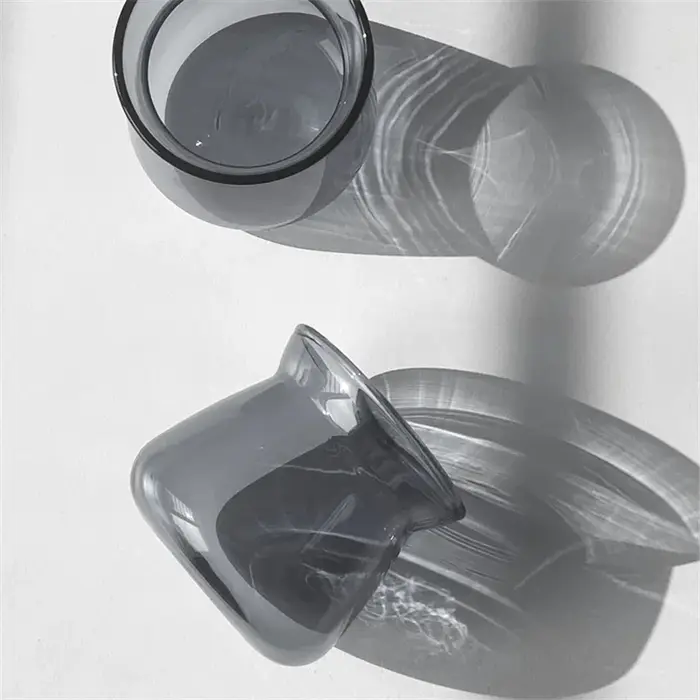 Serveur de café goutte à goutte chaud, cafetière infusée à la main, tasses claires bleu gris, tasse à café en verre à haute teneur en Borosilicate résistante à la chaleur froide