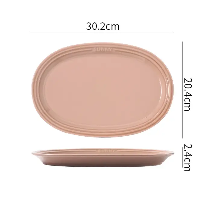 Assiettes de service ovales en porcelaine, grande échelle de service, assiettes en céramique pour de
