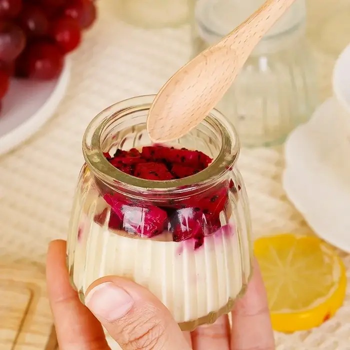 Bouteille en verre de Pudding avec couvercles PE