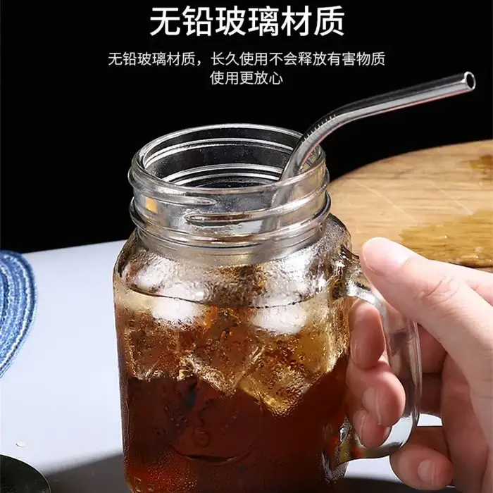 Pot à boire en verre transparent avec couvercle