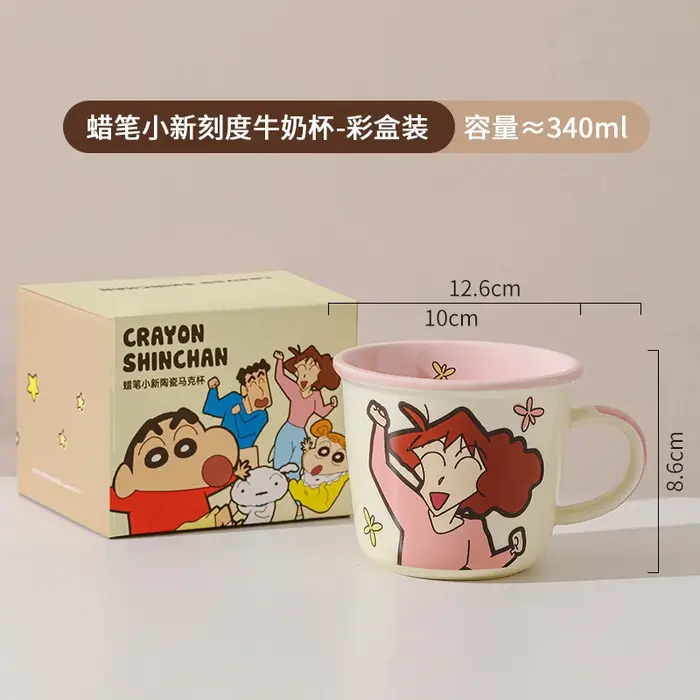 Crayon Shin-chan tasse dessin animé mignon série familiale céramique petit déjeuner lait café céréales tasses cadeaux de Couple pour ami anniversaire