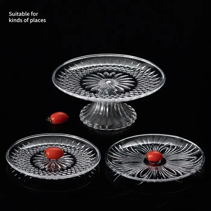 Assiette à gâteau multicouche en plastique transparent