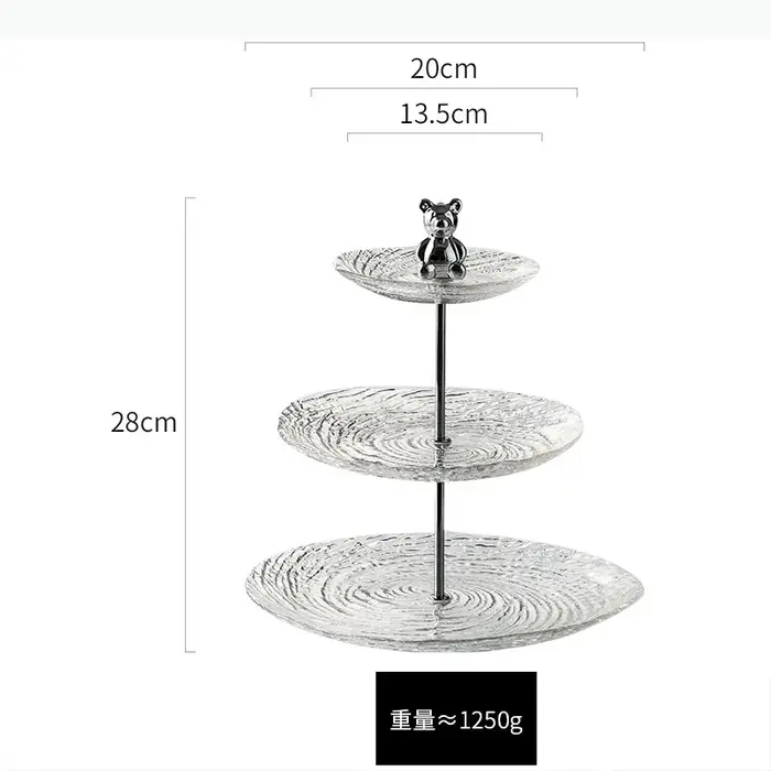 Plateau à fruits en verre à motif spiralé à 3 étages, plateau créatif pour desserts et gâteaux, plateau pour fruits secs, plateau de service, vaisselle de cuisine moléculaire