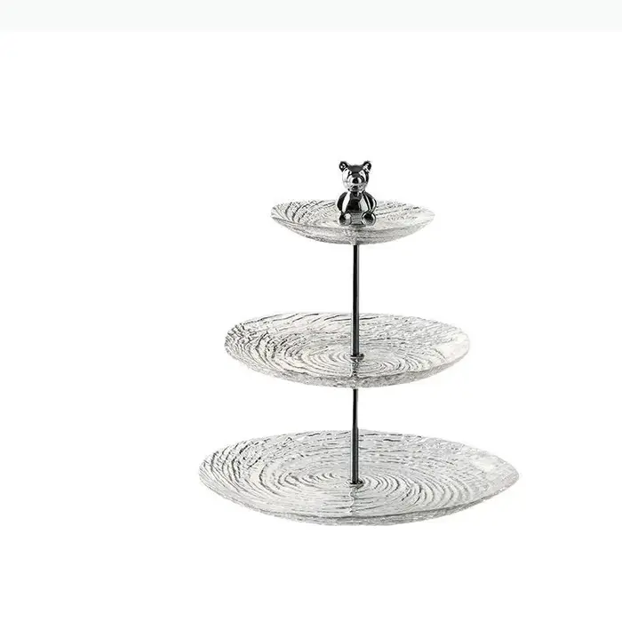 Plateau à fruits en verre à motif spiralé à 3 étages, plateau créatif pour desserts et gâteaux, plateau pour fruits secs, plateau de service, vaisselle de cuisine moléculaire
