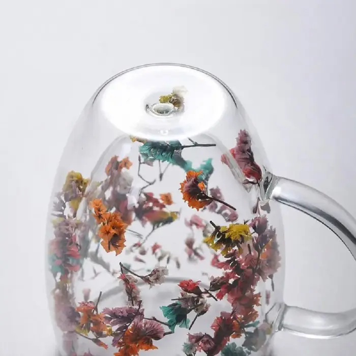 Tasse à café en verre à fleurs à Double paroi de 300ML