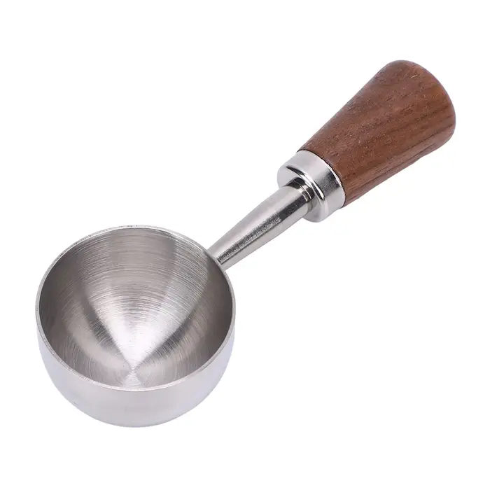 Cuillère à café en acier inoxydable 304, cuillère à mesurer le thé Vintage avec manche court en bois