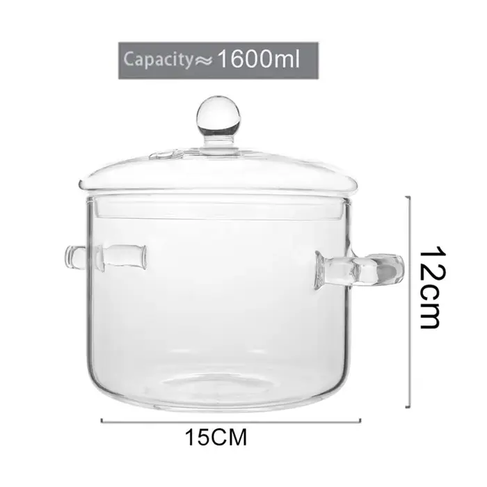 Casserole en verre ABUN-2X avec couvercle