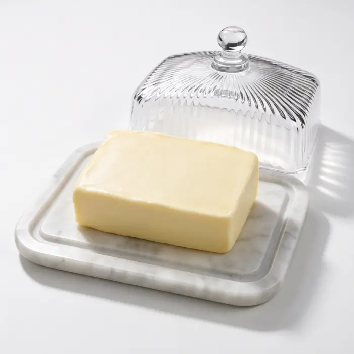 Plateau de service en verre avec base en marbre et couvercle