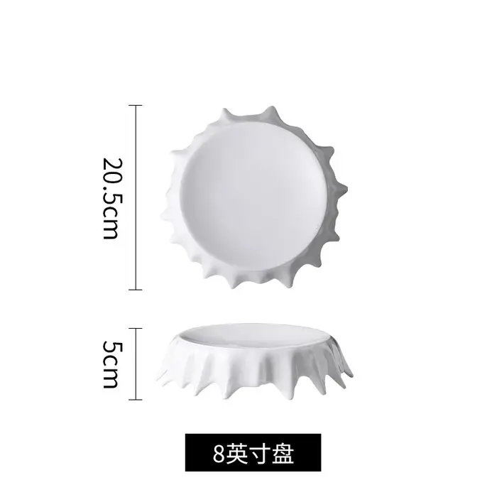 Assiette irrégulière blanche moderne, Dim Sum Dessert QuePlate Ensemble de couverts ménagers, Plats