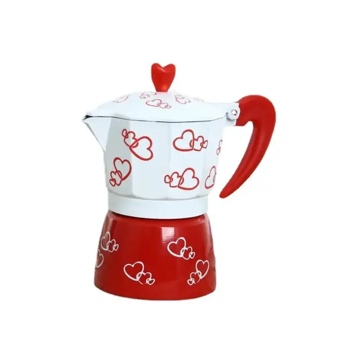 Pot à moka en aluminium à motif de cœur personnalisé