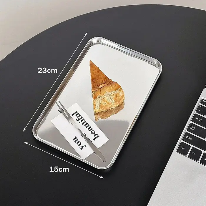 Assiette rectangulaire en acier inoxydable de style nordique pour café