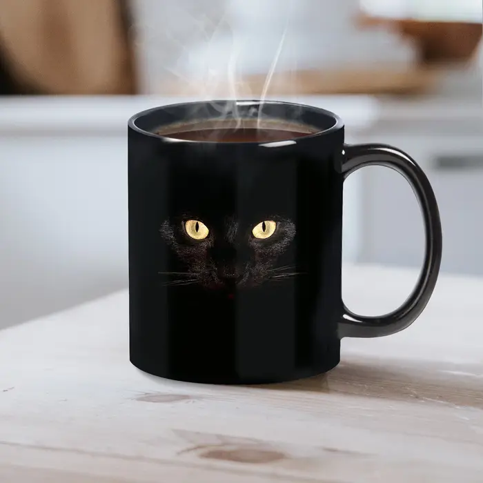 1 pièce, tasse à café chat noir 11 oz - Design ludique - Cadeau d'échauffement pour les amoureux des chats
