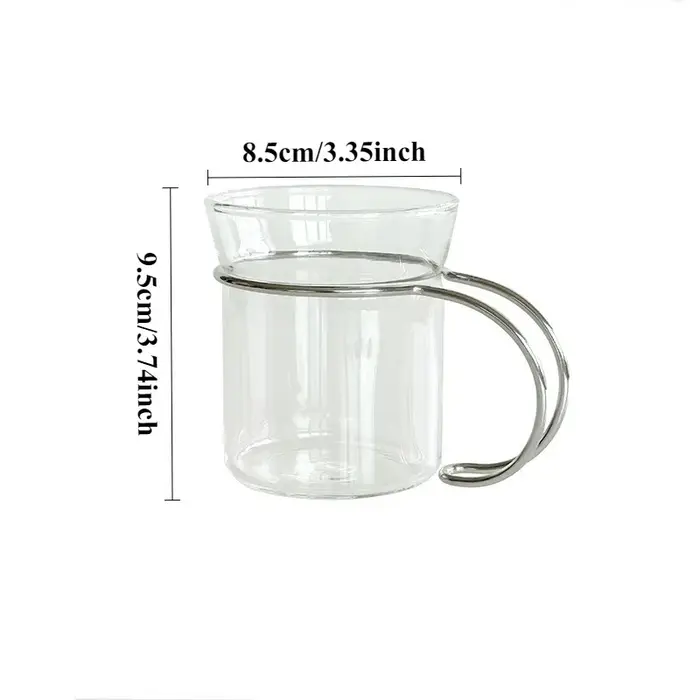 Tasse en verre Transparent créative, poignée Simple en acier inoxydable, tasse à crème glacée, luxe 
