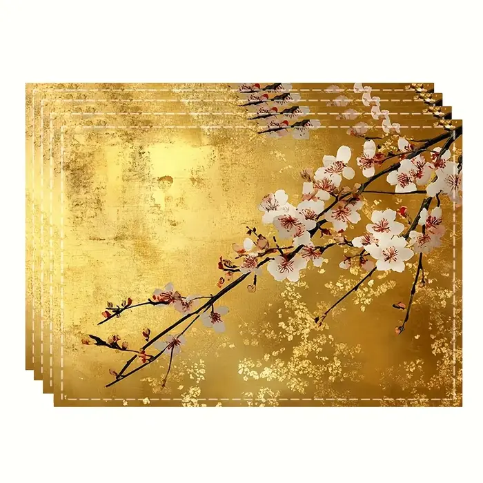 Lot de 1 élégant set de table floral doré de style chinois