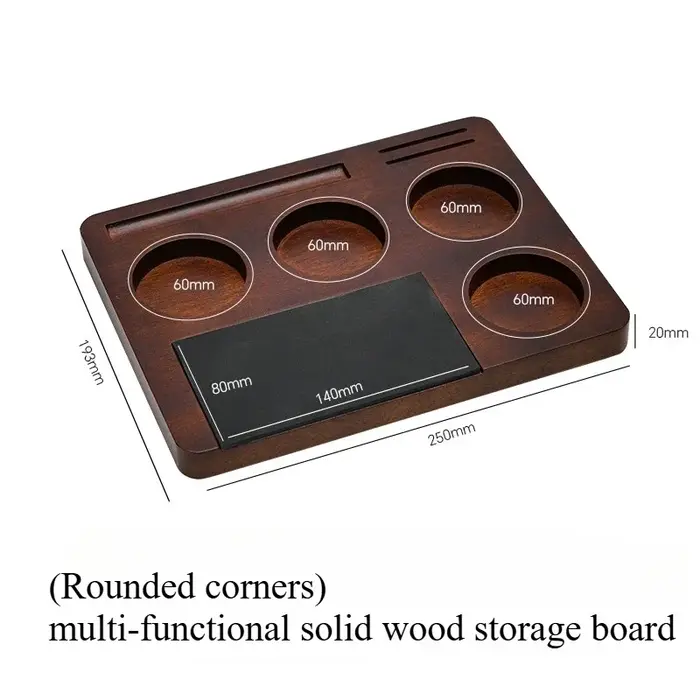 Station de bourrage de café en bois massif arrondi, Angle de 51/54/58mm, avec tiroir, rangement mult