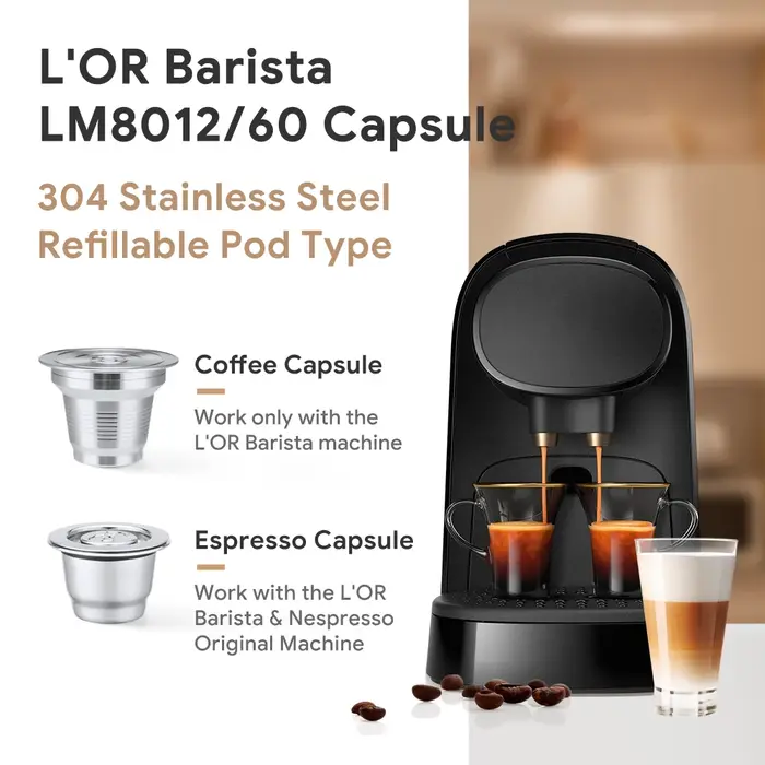 Capsule rechargeable et réutilisable pour Philips LM8014 / 60 L'or Barista