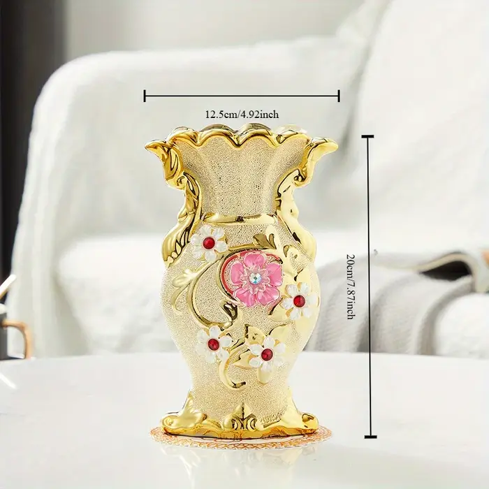 Vase à fleurs en porcelaine givrée dorée