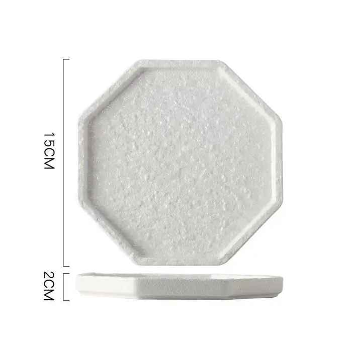Assiette octogonale noire et blanche de luxe, assiette à steak, plat pour la nourriture occidentale,