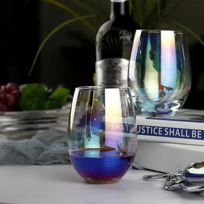 Verres à vin arc-en-ciel (ensemble de 2/lot de 4)-20 oz