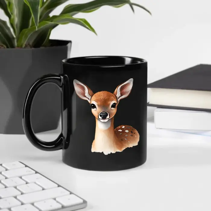 Tasse en céramique cerf noir imprimé animal pour café