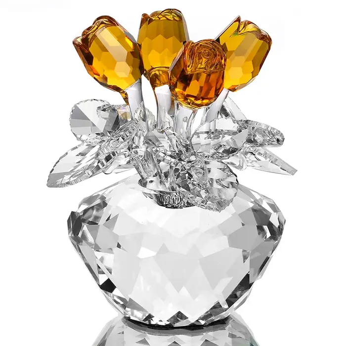 Figurines de roses en cristal, décoration de voiture de mariage, cadeaux de vacances