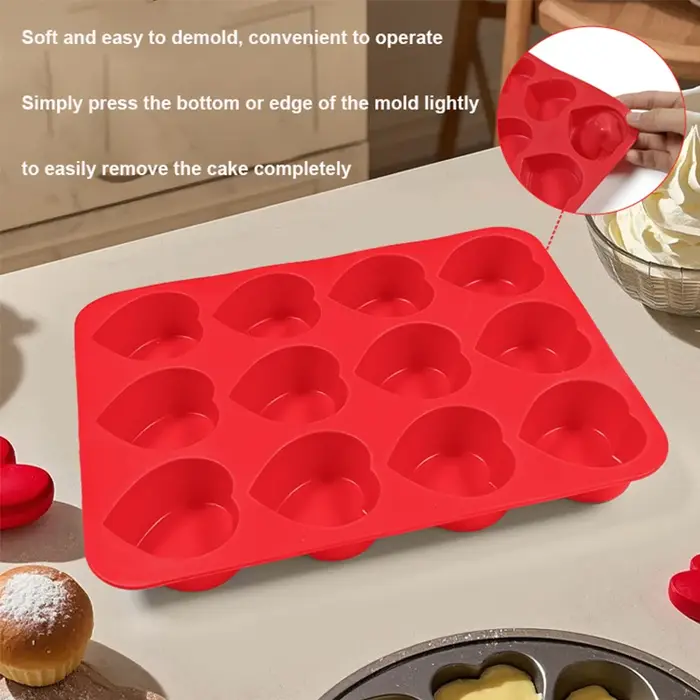 12 tasses moule en Silicone Muffin Cupcake plat de cuisson antiadhésif lave-vaisselle micro-ondes sûr