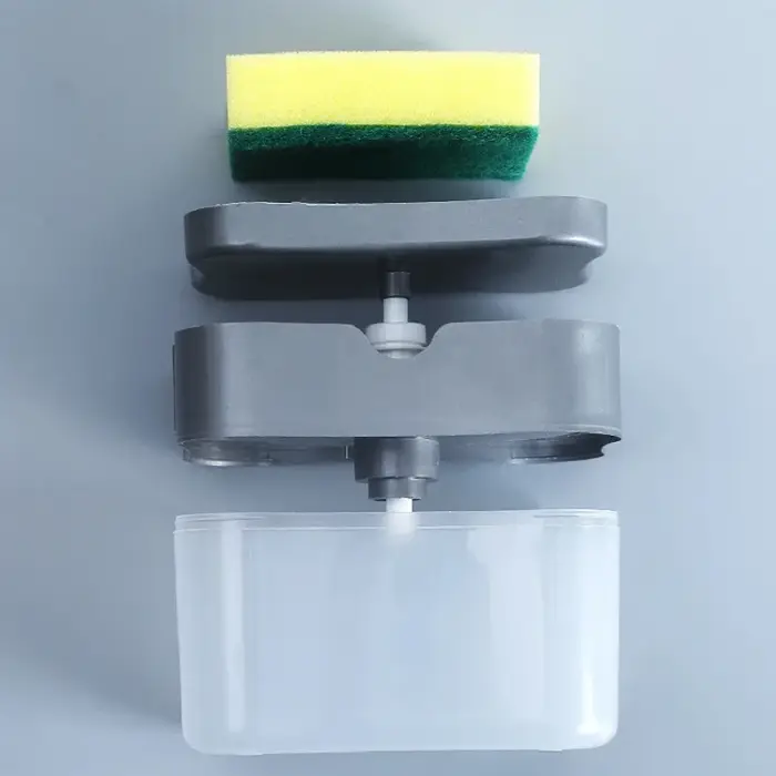 Distributeur de savon à vaisselle avec brosse de nettoyage automatique pour cuisine, distributeur de liquide et brosse à vaisselle intégrés