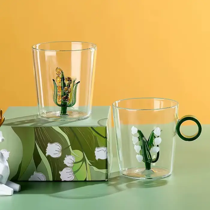 Muguet de mai Cadeau de tasse en verre pour amoureux