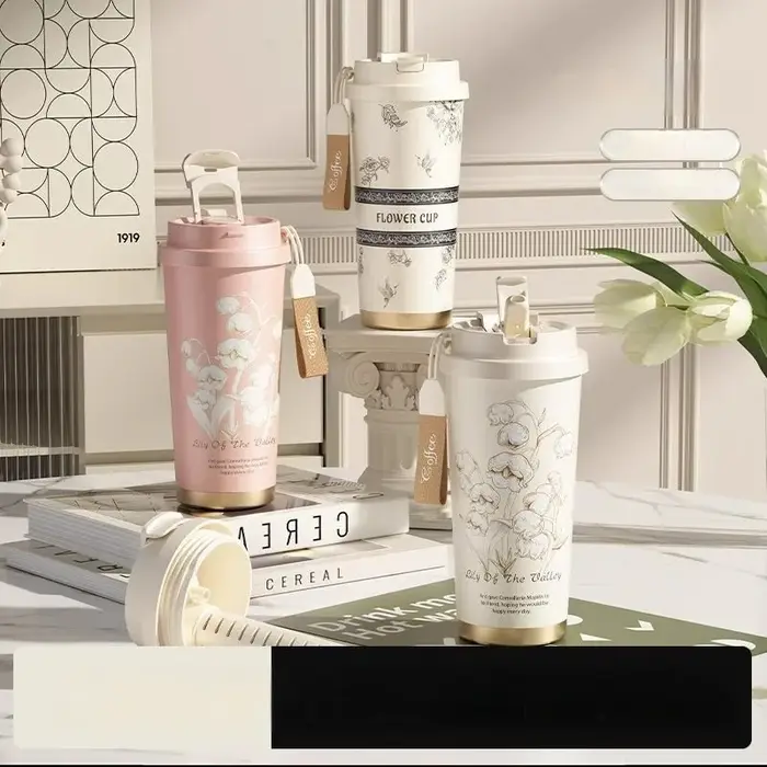 GIANXI Lily Of The Valley Design voyage Portable étanche tasse à café en acier inoxydable bouteille isolée