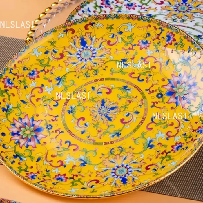 Assiette plate en céramique style palais Jingdezhen