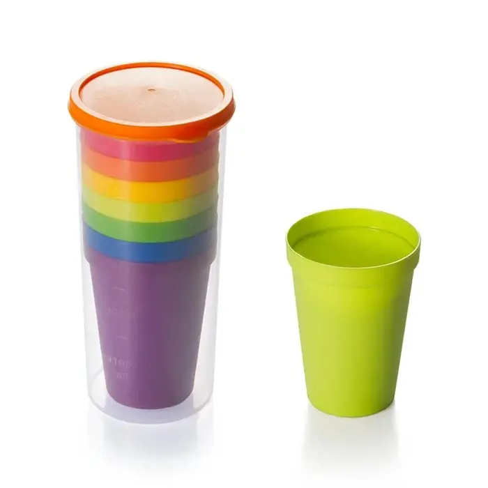 Lot de 14 gobelets en plastique arc-en-ciel réutilisables – Tasses à eau portables