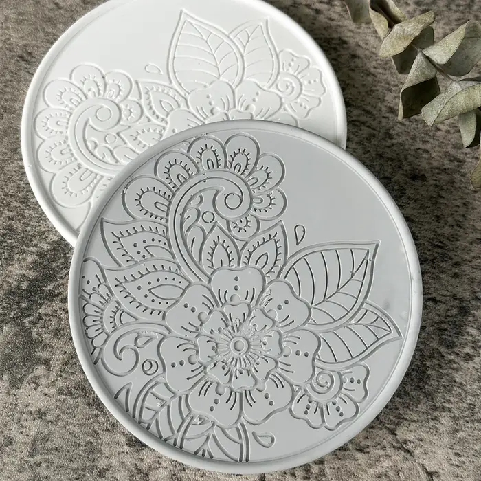 Moule rond en Silicone pour dessous de verre à fleurs