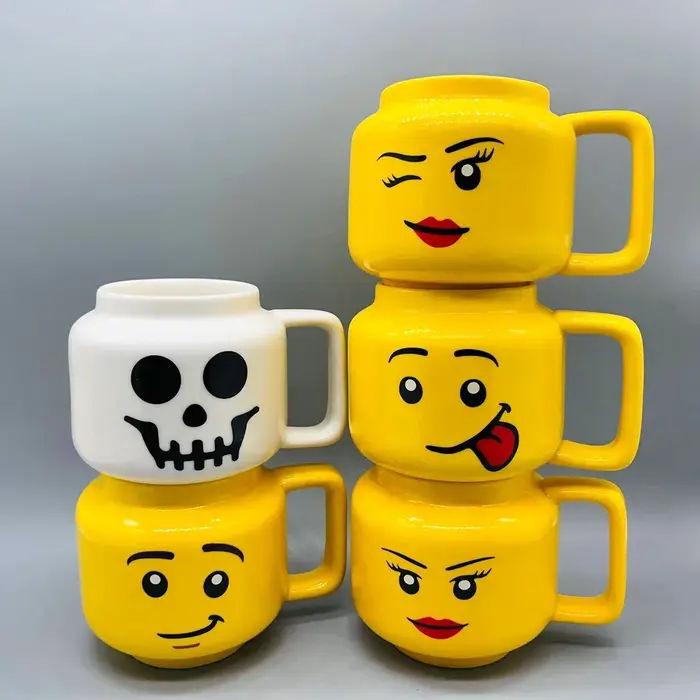 Mug en céramique avec visage souriant amusant - Cadeau de Noël mignon pour les enfants, tasse à boire idéale pour les enfants