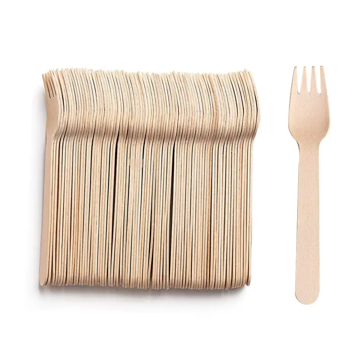 50 pièces jetable en bois cuillère fourchette ensemble de couverts mariages fêtes d'anniversaire Desserts gâteaux crème