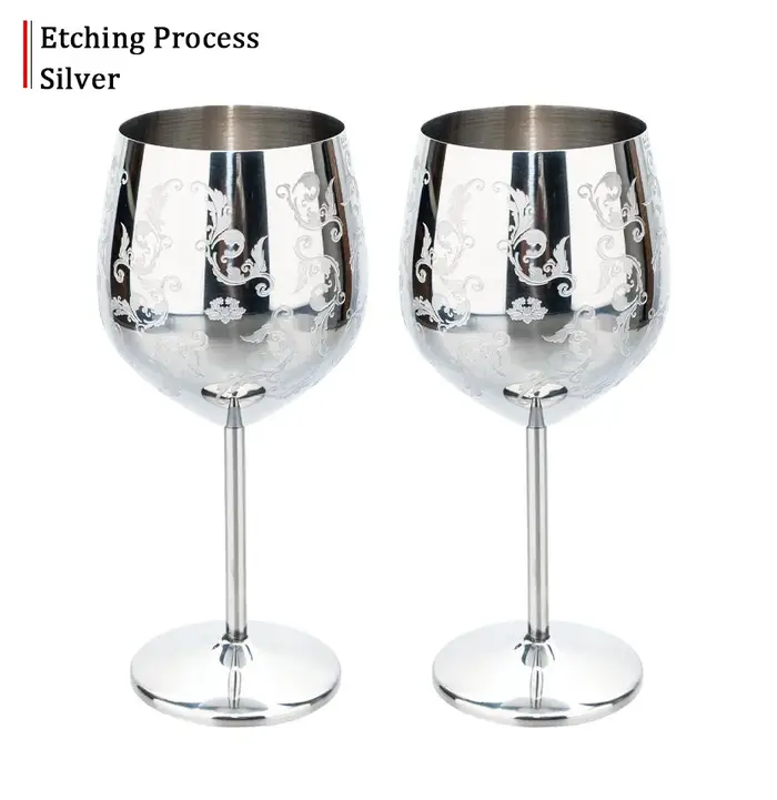 Grapevine gravure verre à vin rouge gobelet pour fête de mariage verre à vin en acier inoxydable gob