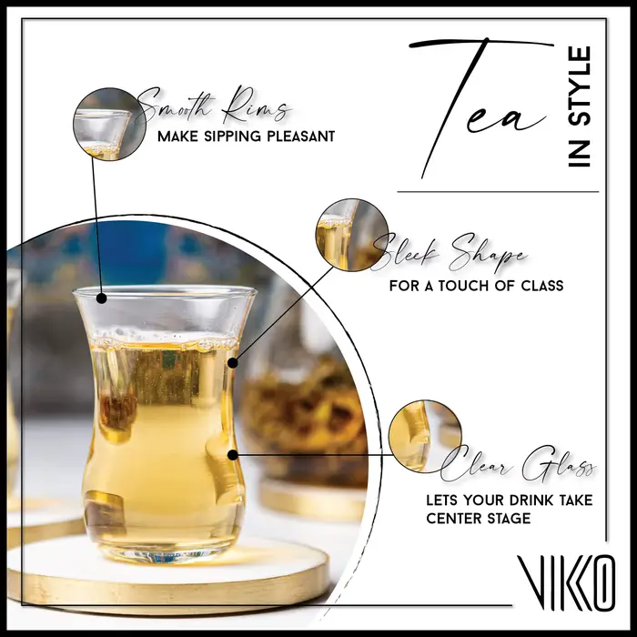 Ensemble de 6 verres à thé turcs authentiques