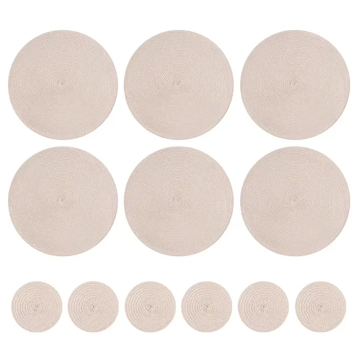 Ensemble de 12 tapis de Table rond tressé, napperons lavables, antidérapants, résistants à la chaleu
