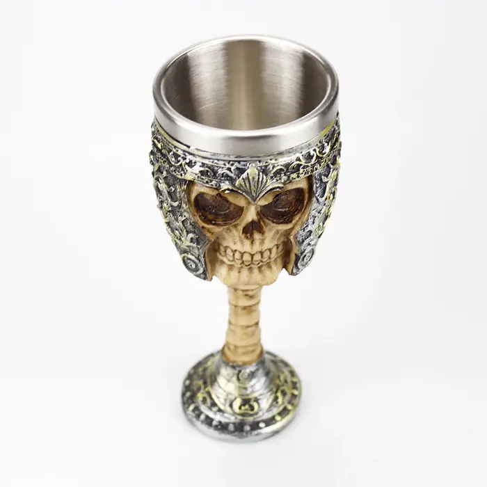 Verre à vin gothique Style contient crâne de chèvre Viking Dragon griffe doigt métal et résine